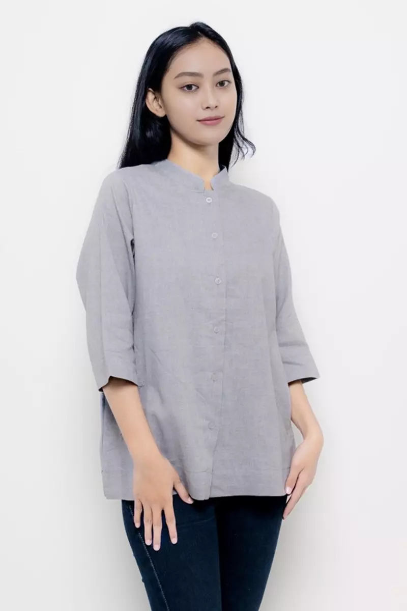Puricia Blouse Kemeja Wanita Diantey Dark Grey