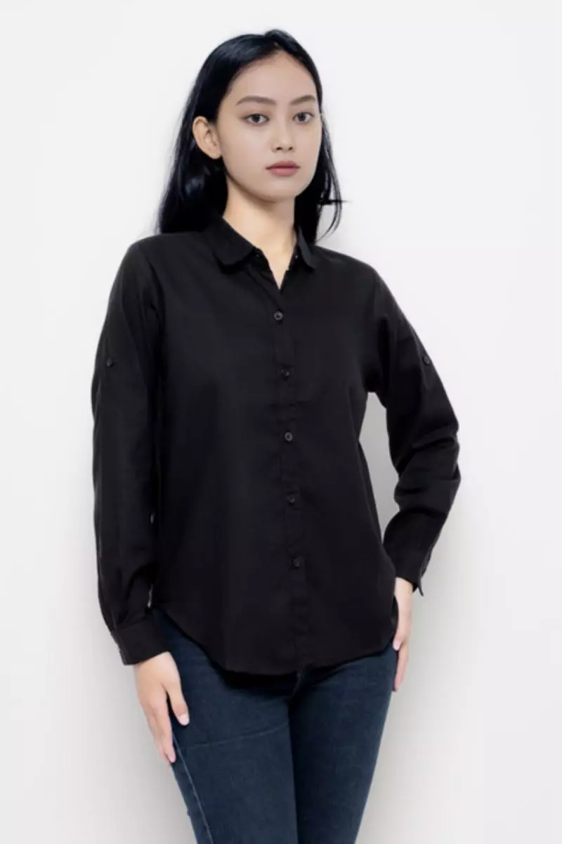 Puricia Blouse Wanita Polos Tiffany Black