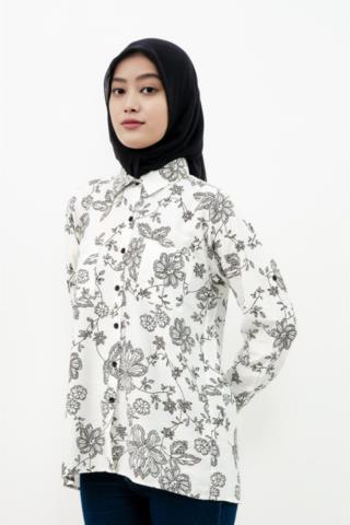 Puricia Blouse Wanita Motif Jihyo White