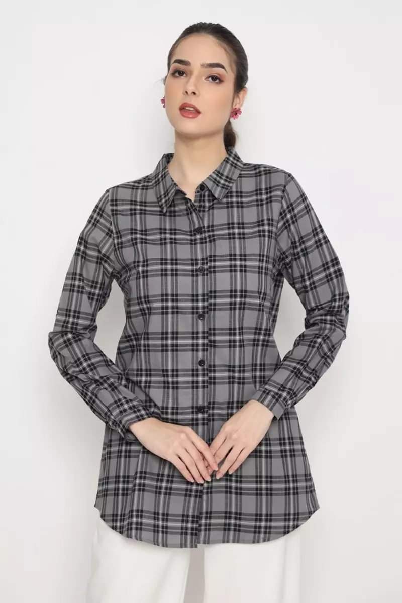 Puricia Blouse Wanita Motif Freya Gray Night