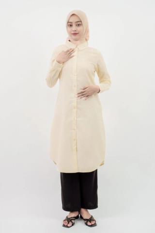 Puricia Dress Midi Wanita Tunik Hagia Cosmic Latte