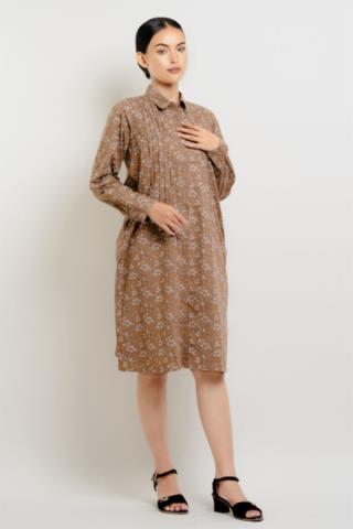 Puricia Dress Wanita Motif Abelia Choco