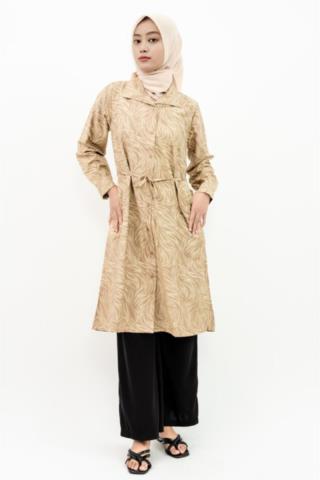 Puricia Dress Wanita Motif Dahyun Brown