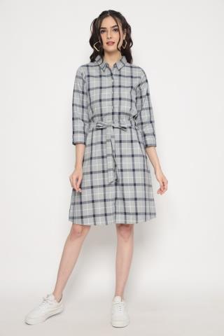 Puricia Dress Wanita Motif Freya Shadow Gray