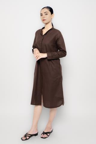 Puricia Dress Wanita Polos Fisca Dark Choco