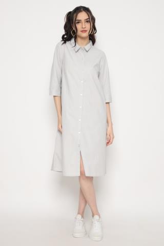 Puricia Dress Wanita Polos Freya Light Gray
