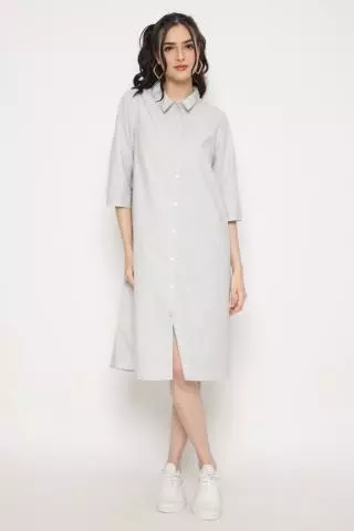 Puricia Dress Wanita Polos Freya Light Gray