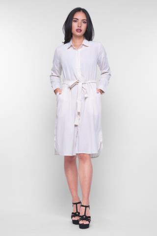 Puricia Stripe Dress Lengan Panjang Aliya Cream