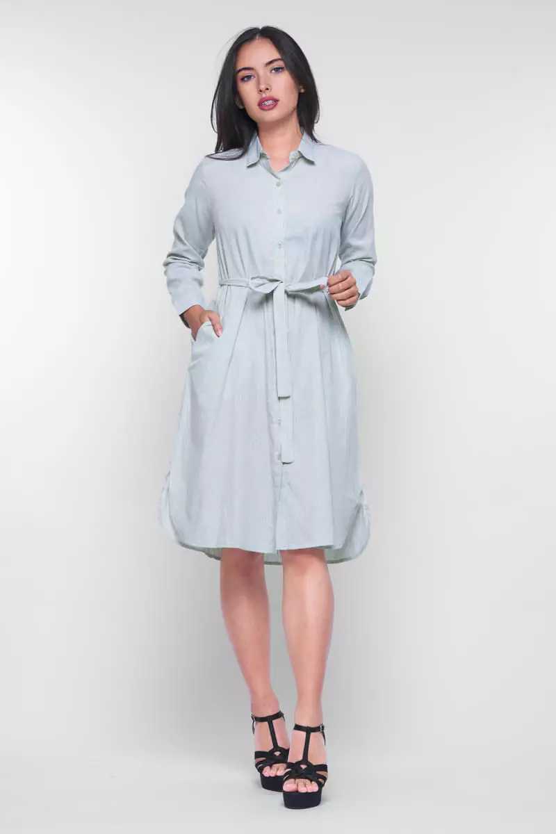 Puricia Stripe Dress Lengan Panjang Aliya Sage