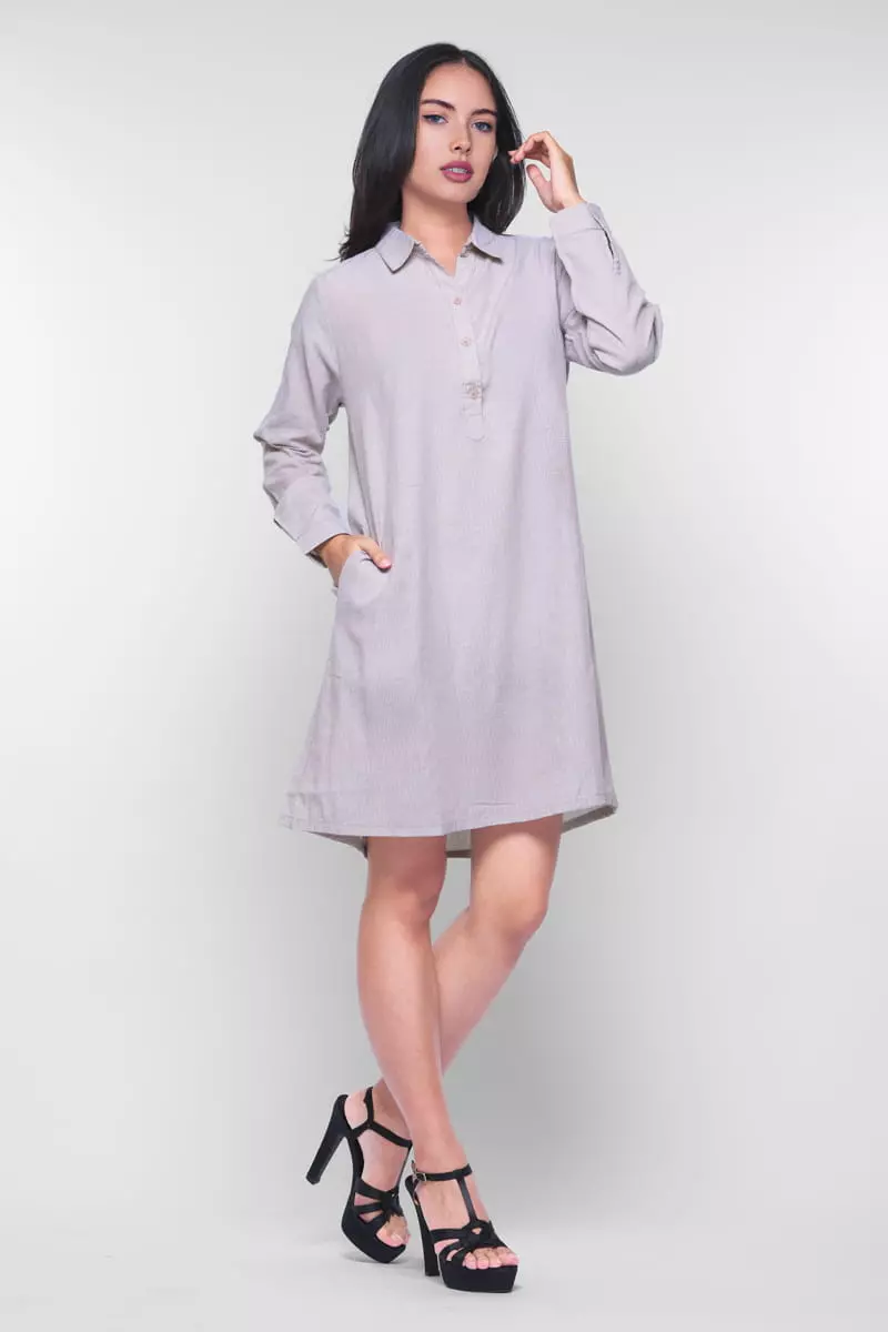 Puricia Dress Lengan Panjang Alaia Abu Muda