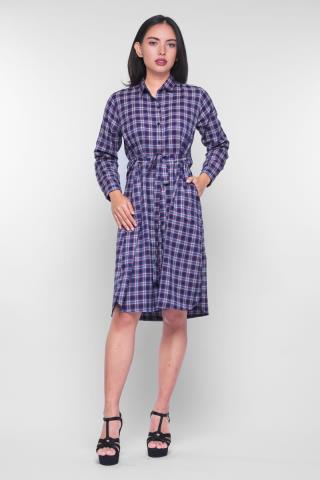 Puricia Dress Flanel Kotak Alika Navy