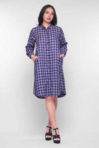 Puricia Dress Flanel Kotak Alisha Navy