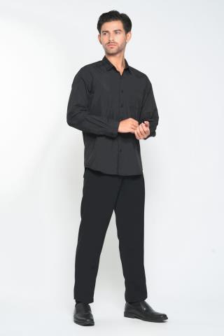 Hassenda Kemeja Pria Polos Fritz Hitam